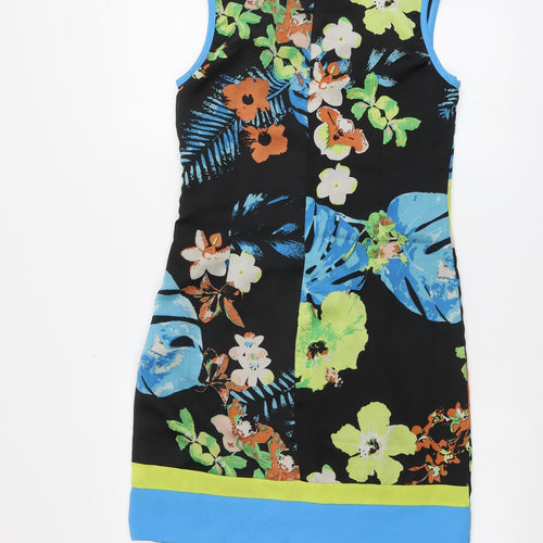 Sophyline Womens Multicoloured Floral Polyester A-Line Size S Round Neck