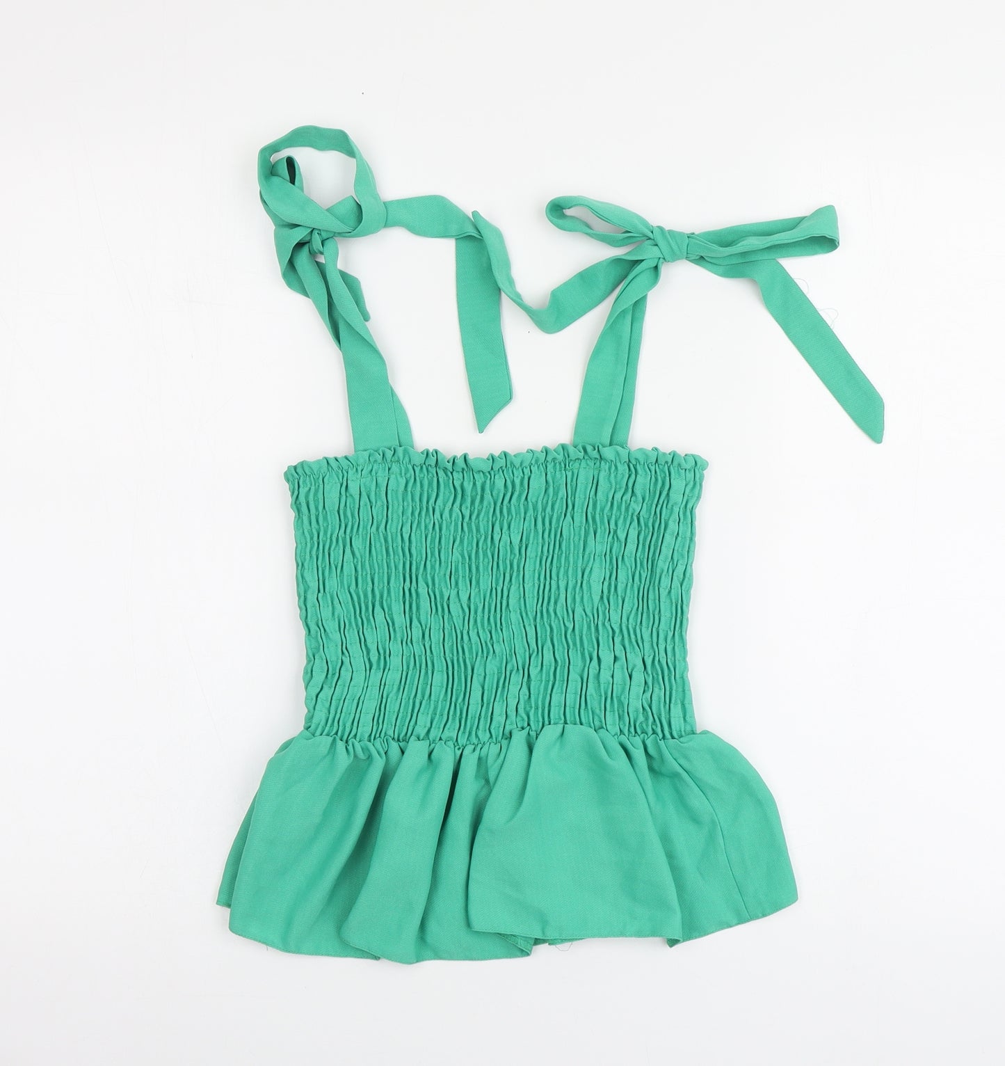 New Look Womens Green Polyester Basic Blouse Size S Square Neck
