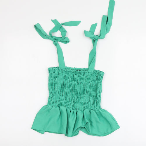 New Look Womens Green Polyester Basic Blouse Size S Square Neck