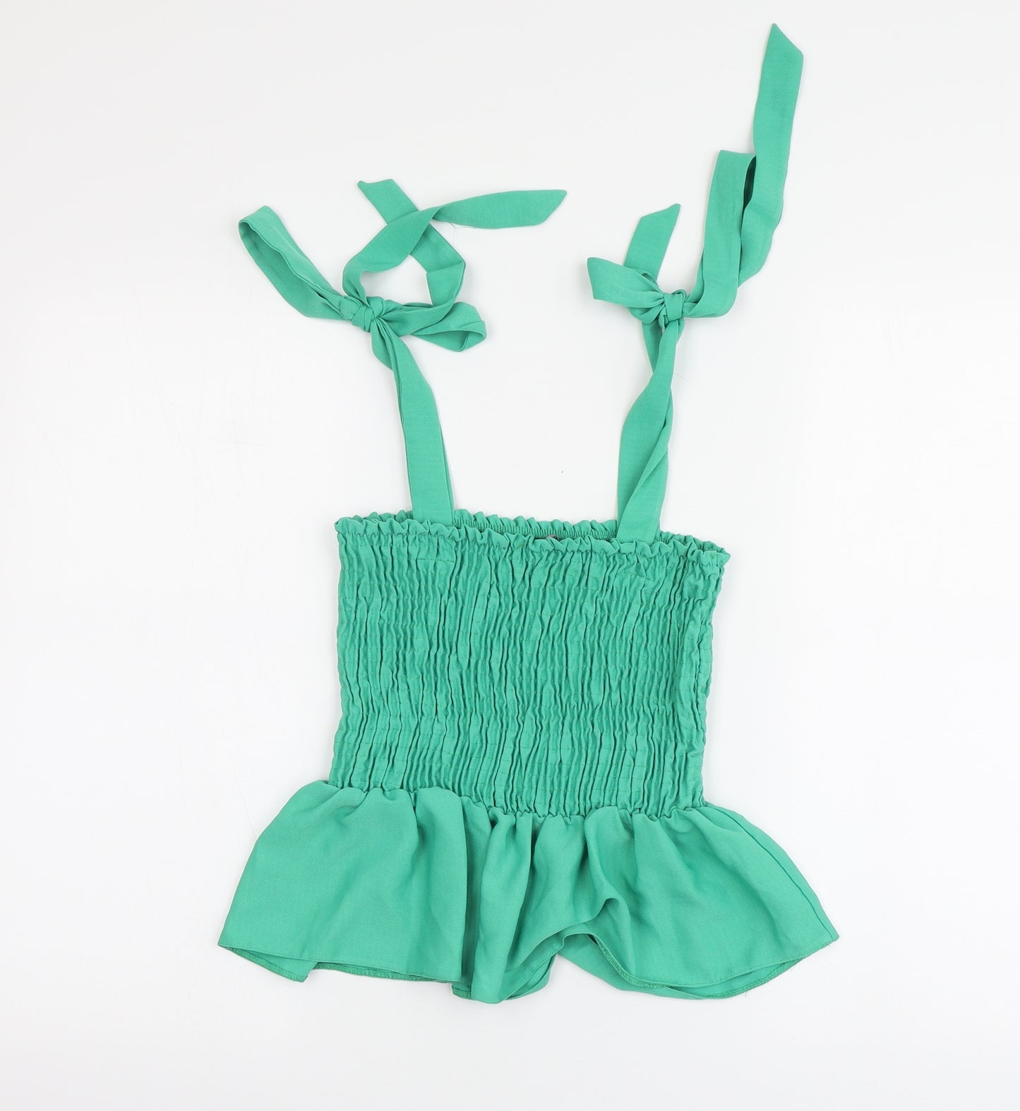 New Look Womens Green Polyester Basic Blouse Size S Square Neck