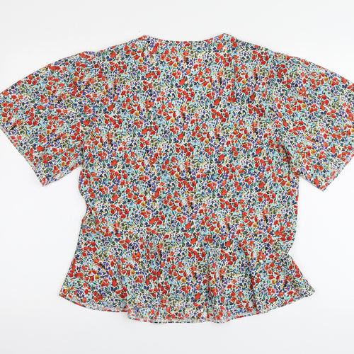 New Look Womens Multicoloured Floral Polyester Basic Button-Up Size S V-Neck