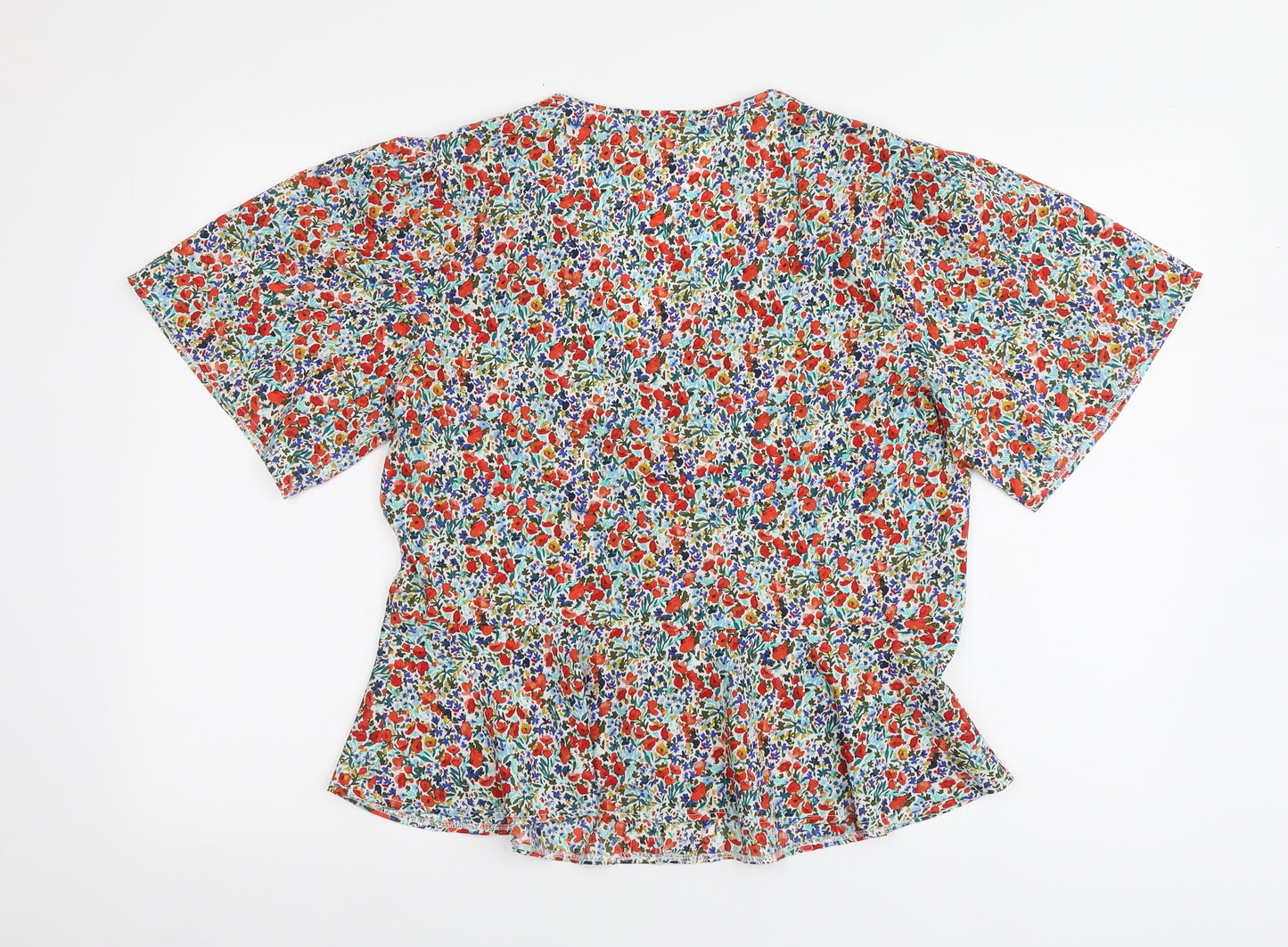 New Look Womens Multicoloured Floral Polyester Basic Button-Up Size S V-Neck