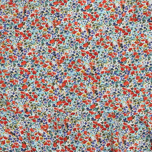 New Look Womens Multicoloured Floral Polyester Basic Button-Up Size S V-Neck
