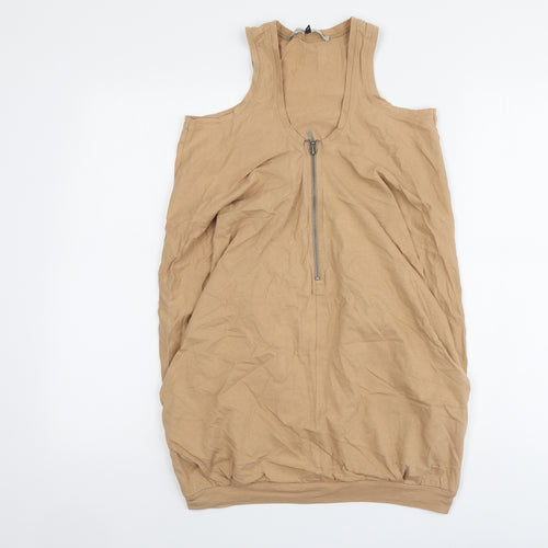 River Island Womens Beige Cotton Basic Tank Size 10 Round Neck