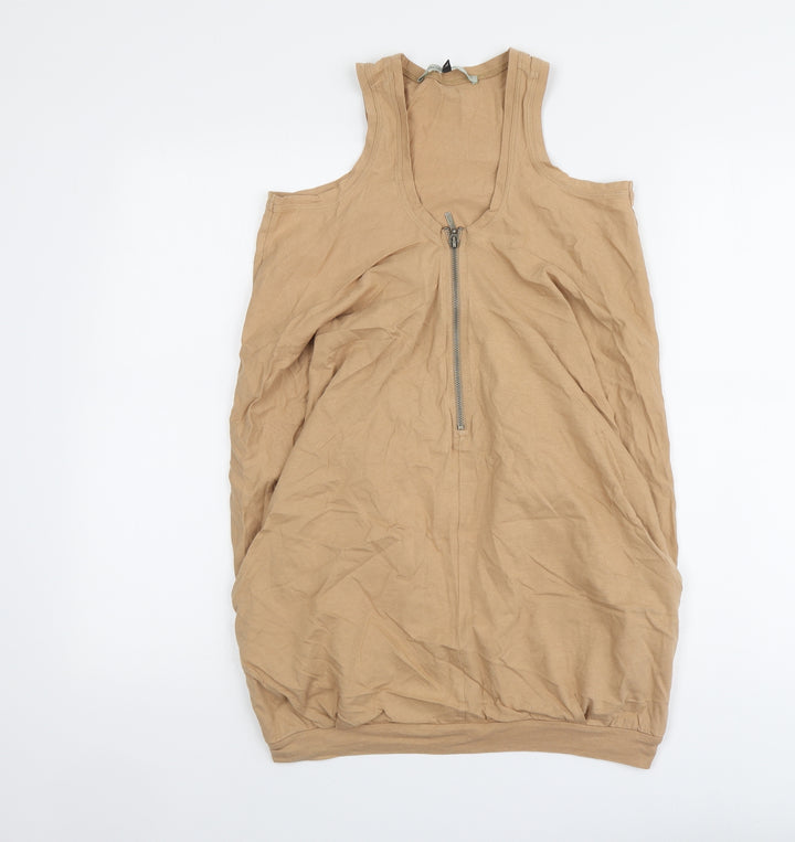 River Island Womens Beige Cotton Basic Tank Size 10 Round Neck