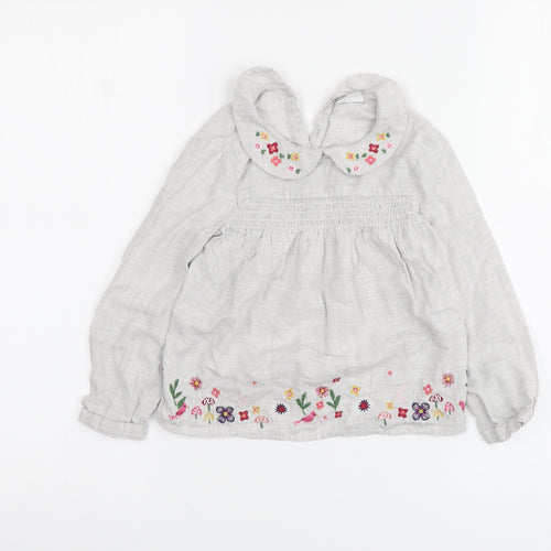F&F Girls Grey Cotton Basic Size 3-4 Years Round Neck - Flowers