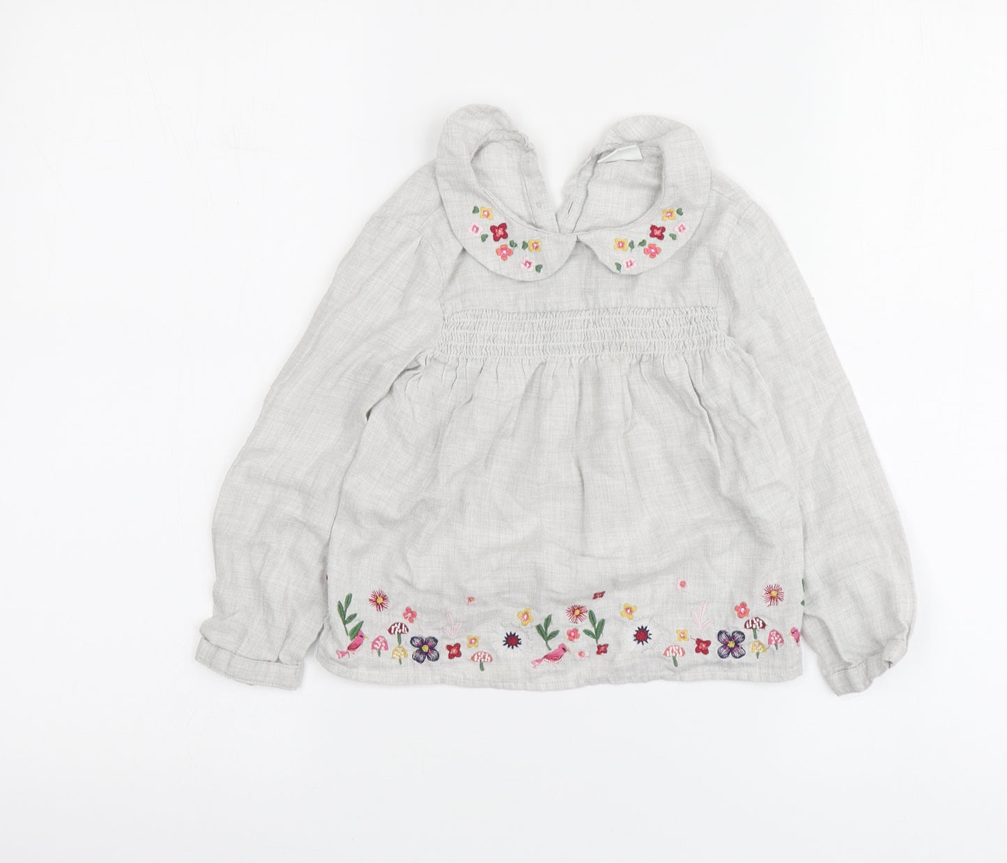 F&F Girls Grey Cotton Basic Size 3-4 Years Round Neck - Flowers