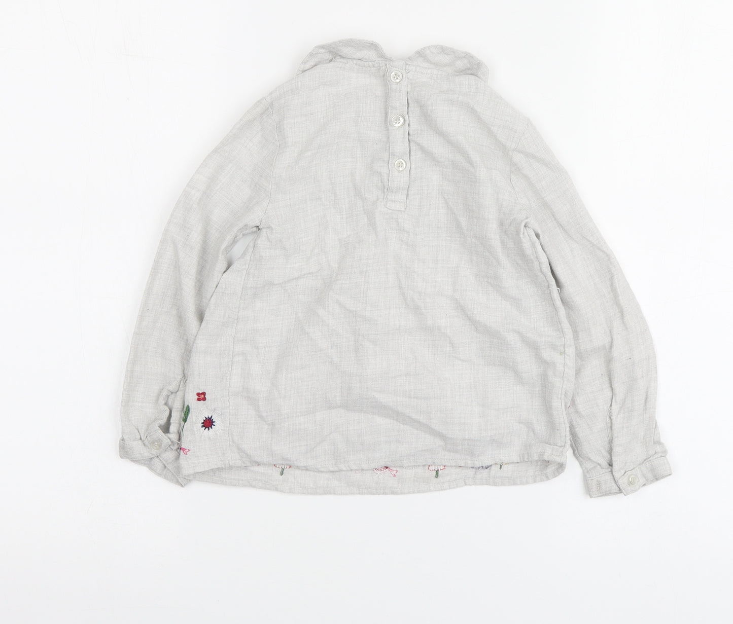 F&F Girls Grey Cotton Basic Size 3-4 Years Round Neck - Flowers