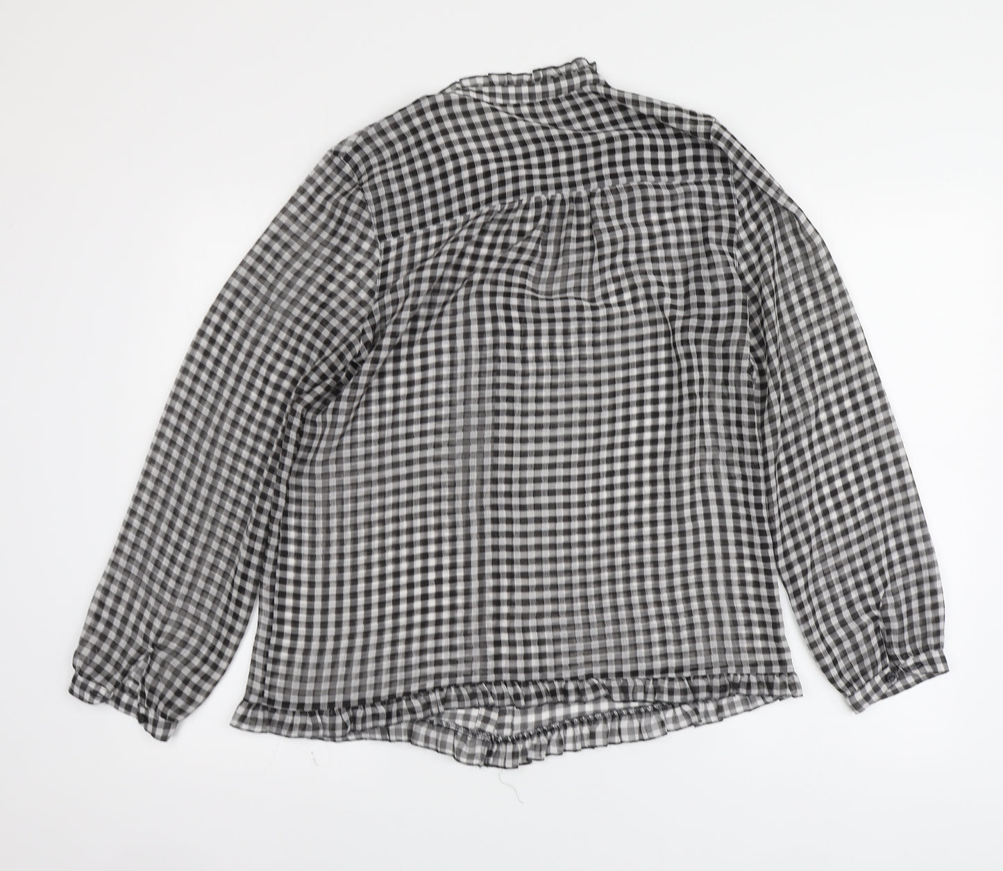 NEXT Womens Black Check Polyester Basic Button-Up Size 10 High Neck