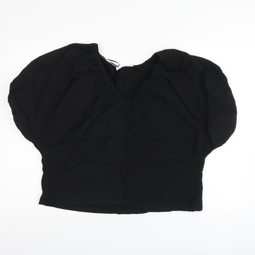 Primark Womens Black Viscose Basic Blouse Size 8 V-Neck