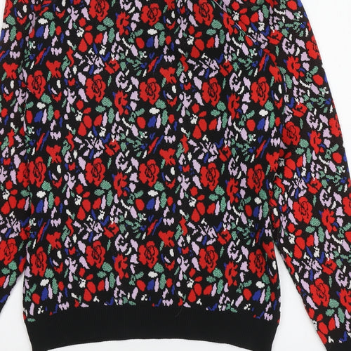 Savida Womens Multicoloured V-Neck Floral Polyester Pullover Jumper Size XS