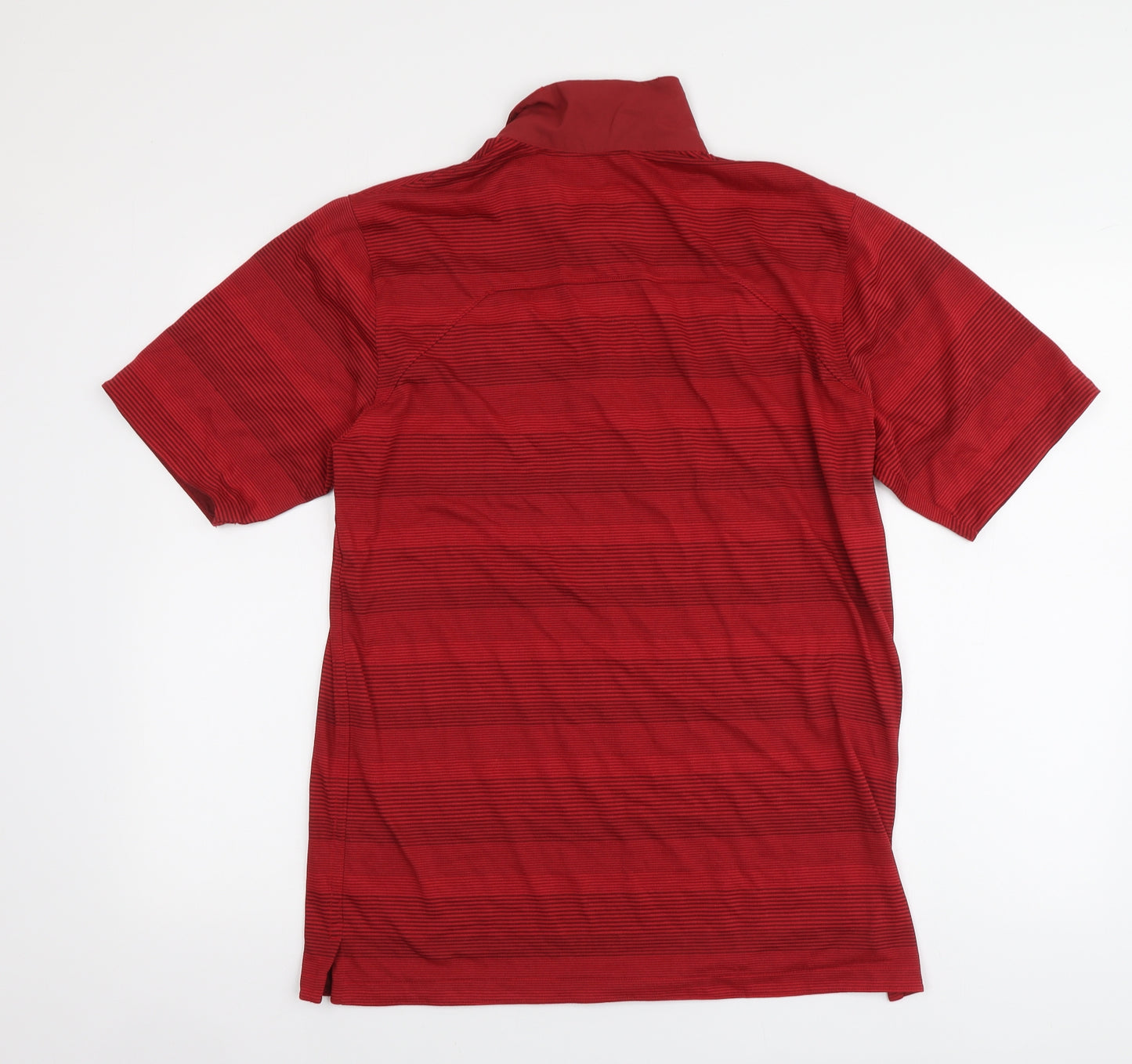 Nike Mens Red Striped Polyester Polo Size M Collared - Stanford
