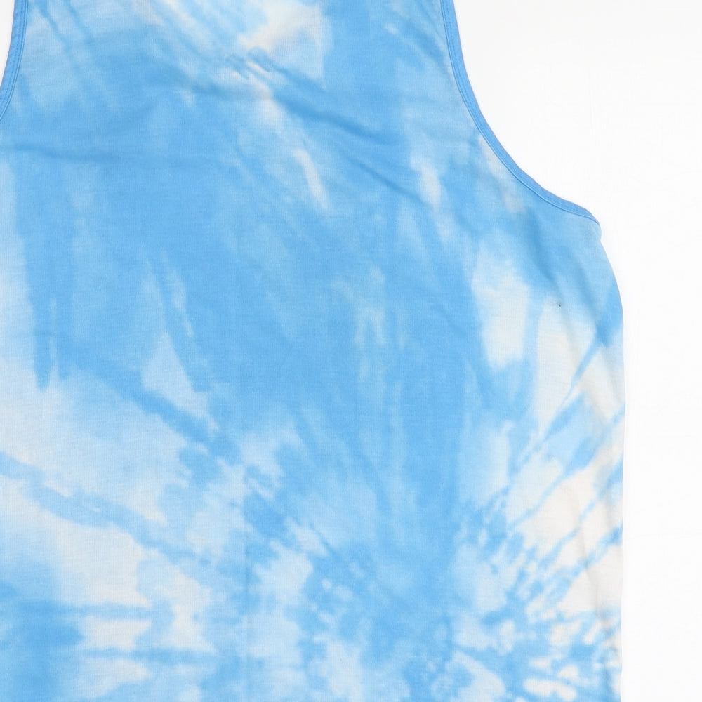 Studio Mens Blue Polyester T-Shirt Size XL Round Neck - Tie Dye