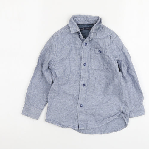 NEXT Boys Blue Cotton Basic Button-Up Size 4 Years Collared Button