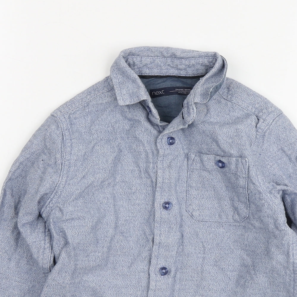 NEXT Boys Blue Cotton Basic Button-Up Size 4 Years Collared Button