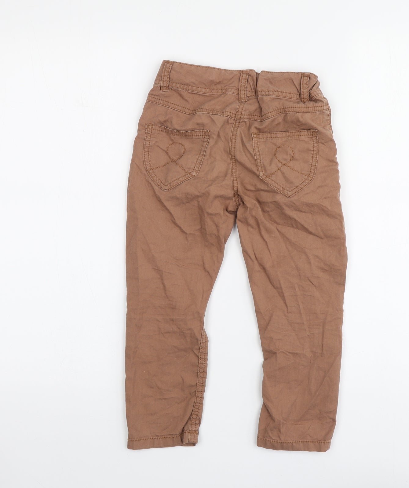 NEXT Boys Brown Cotton Chino Trousers Size 5 Years Regular Button