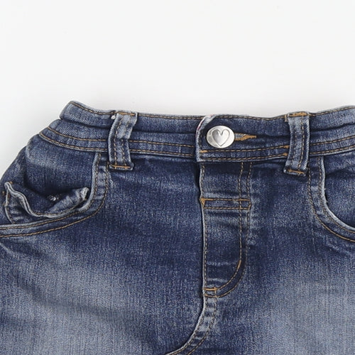 Blue Zoo Girls Blue Cotton Mini Skirt Size 3-4 Years Regular Button