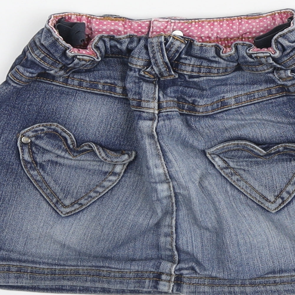 Blue Zoo Girls Blue Cotton Mini Skirt Size 3-4 Years Regular Button