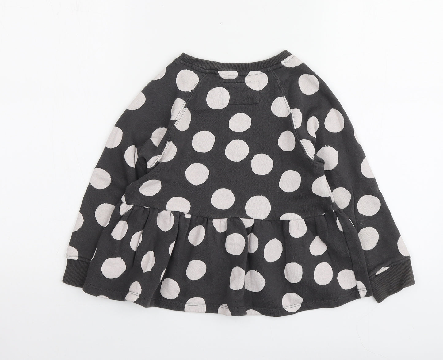 NEXT Girls Grey Spotted Cotton Basic Blouse Size 5-6 Years Round Neck