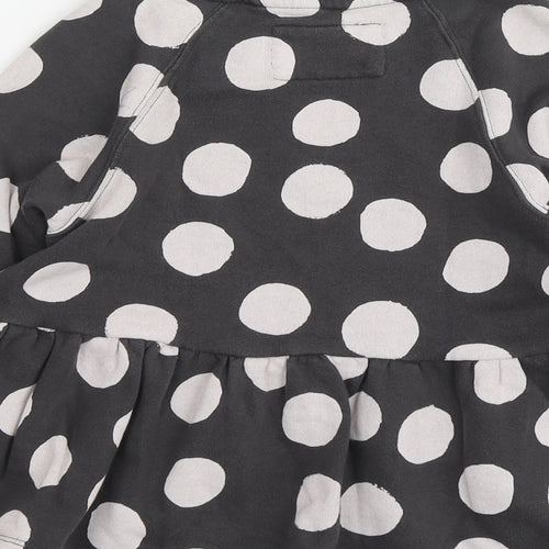 NEXT Girls Grey Spotted Cotton Basic Blouse Size 5-6 Years Round Neck