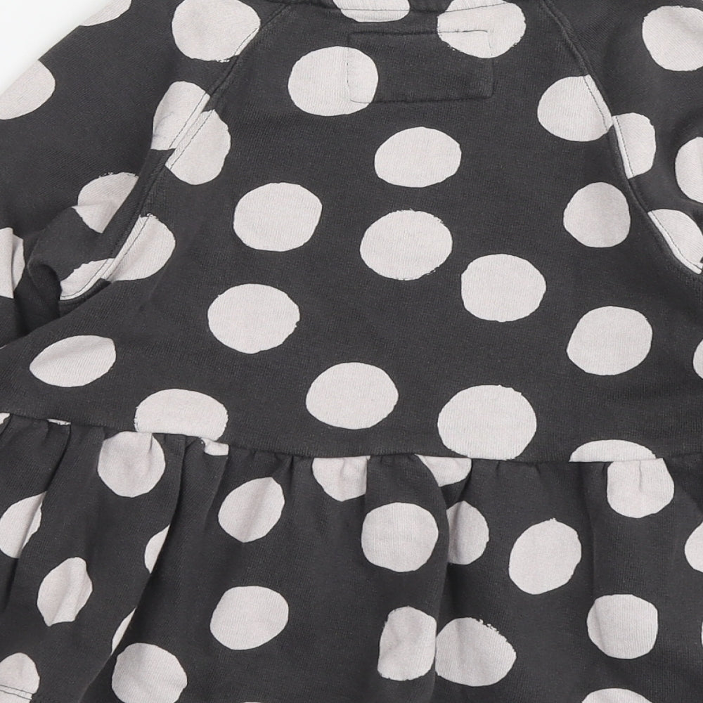 NEXT Girls Grey Spotted Cotton Basic Blouse Size 5-6 Years Round Neck