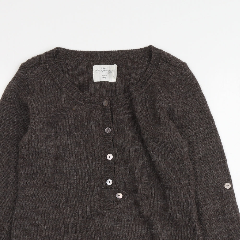 H&M Womens Brown Round Neck Wool Pullover Jumper Size M