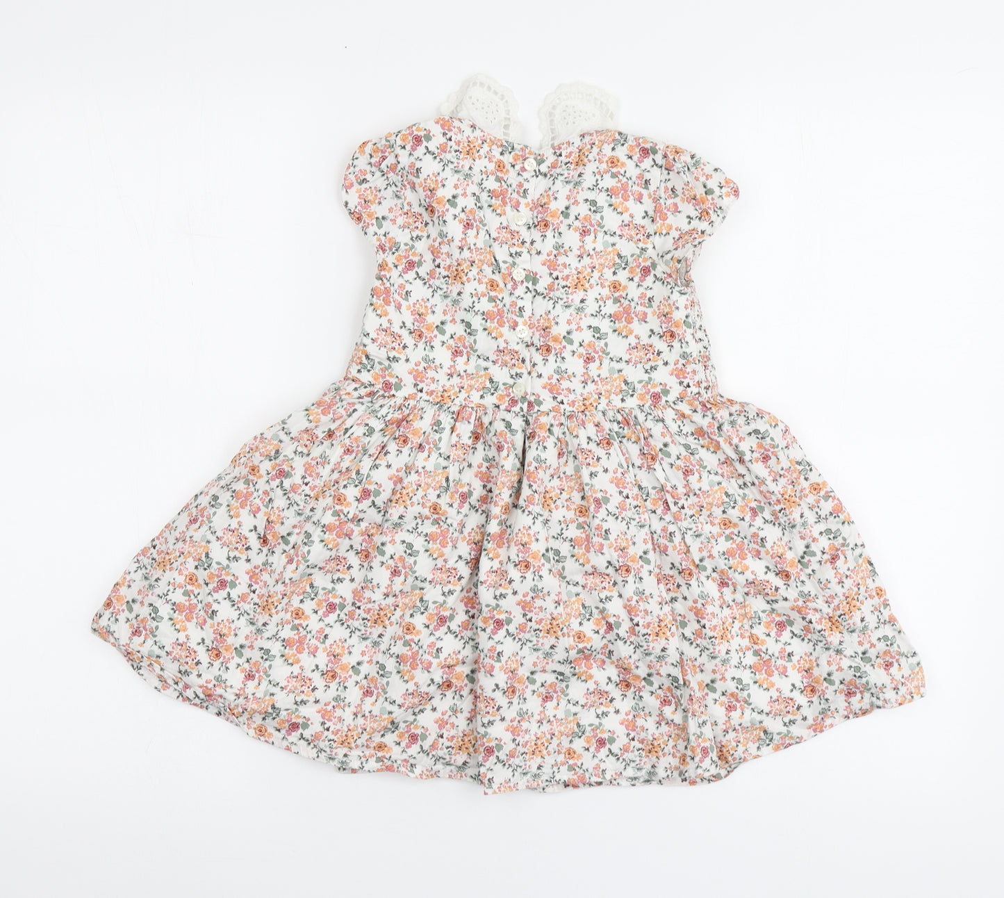 NEXT Girls Multicoloured Floral Cotton Skater Dress Size 3-4 Years Collared