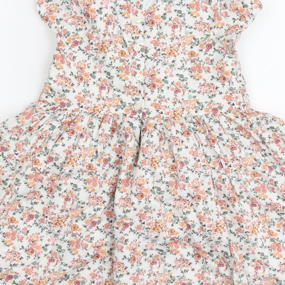 NEXT Girls Multicoloured Floral Cotton Skater Dress Size 3-4 Years Collared