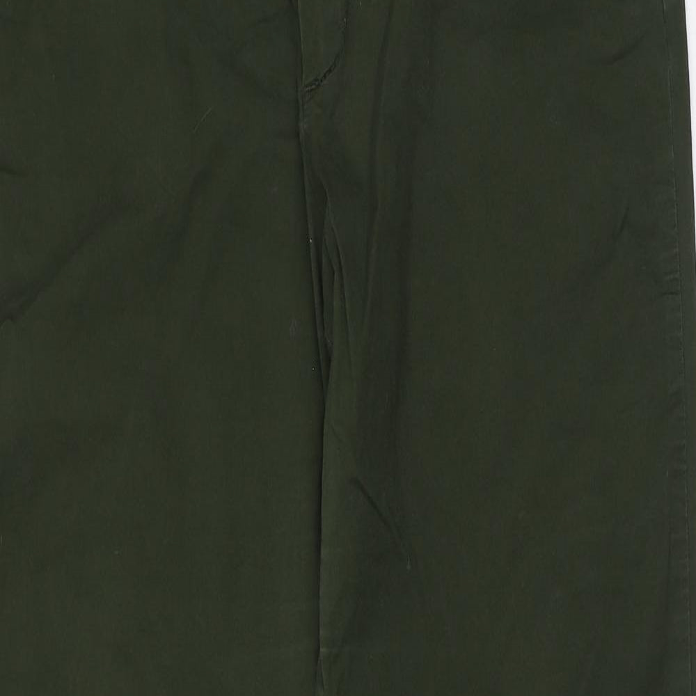 H&M Mens Green Cotton Chino Trousers Size M L28 in Regular Button