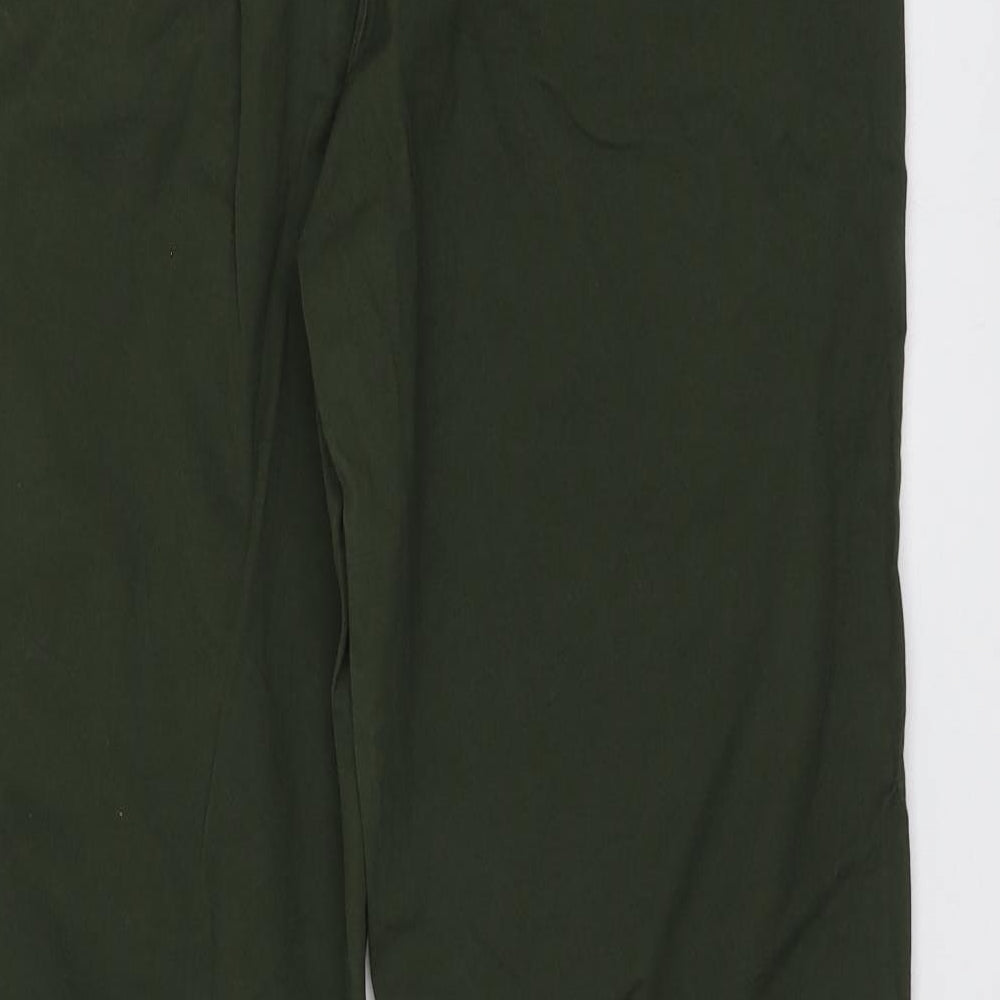 H&M Mens Green Cotton Chino Trousers Size M L28 in Regular Button