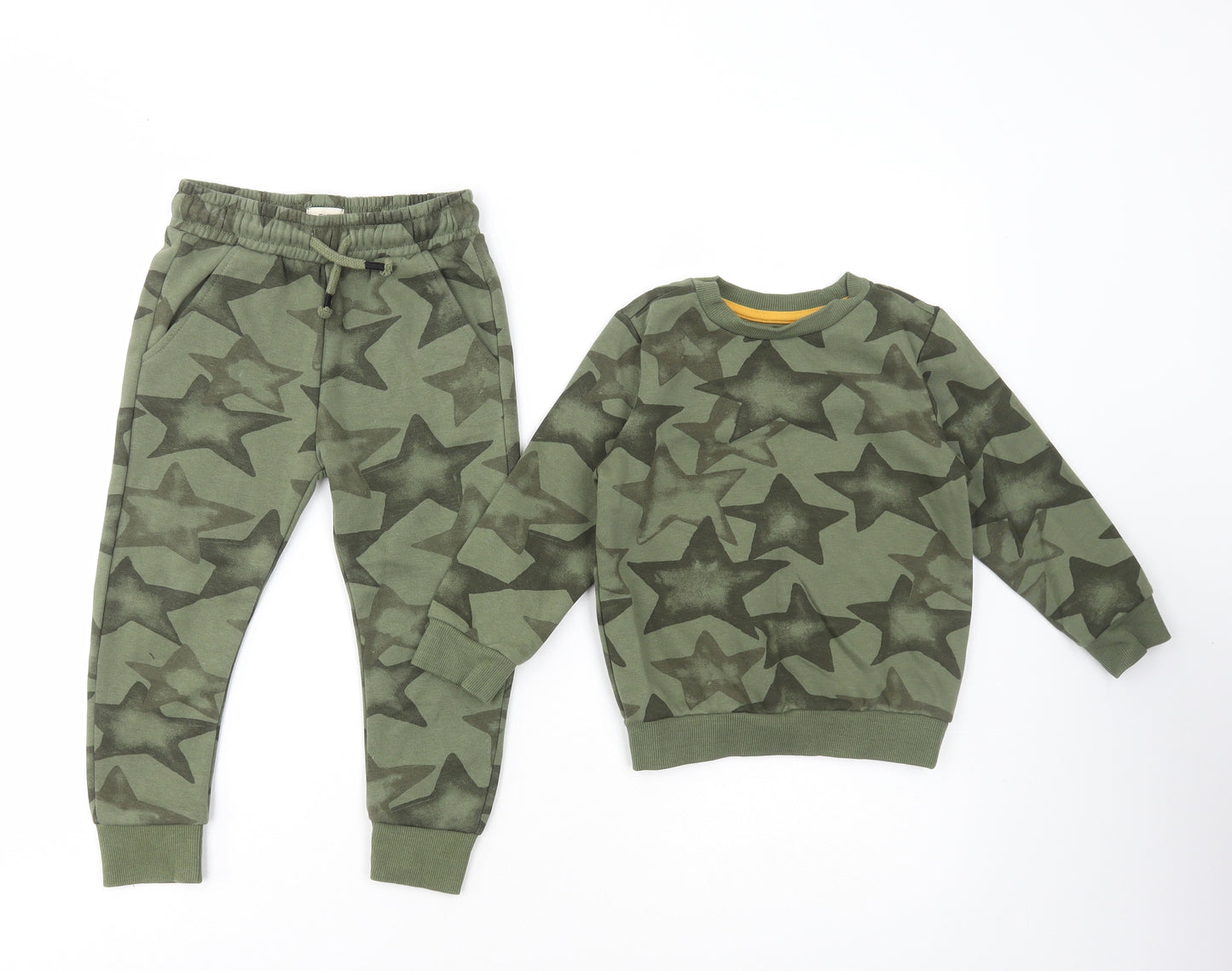 F&F Boys Green Camouflage Cotton Pullover Hoodie Size 2-3 Years Pullover - Star Print, 2 Piece Set