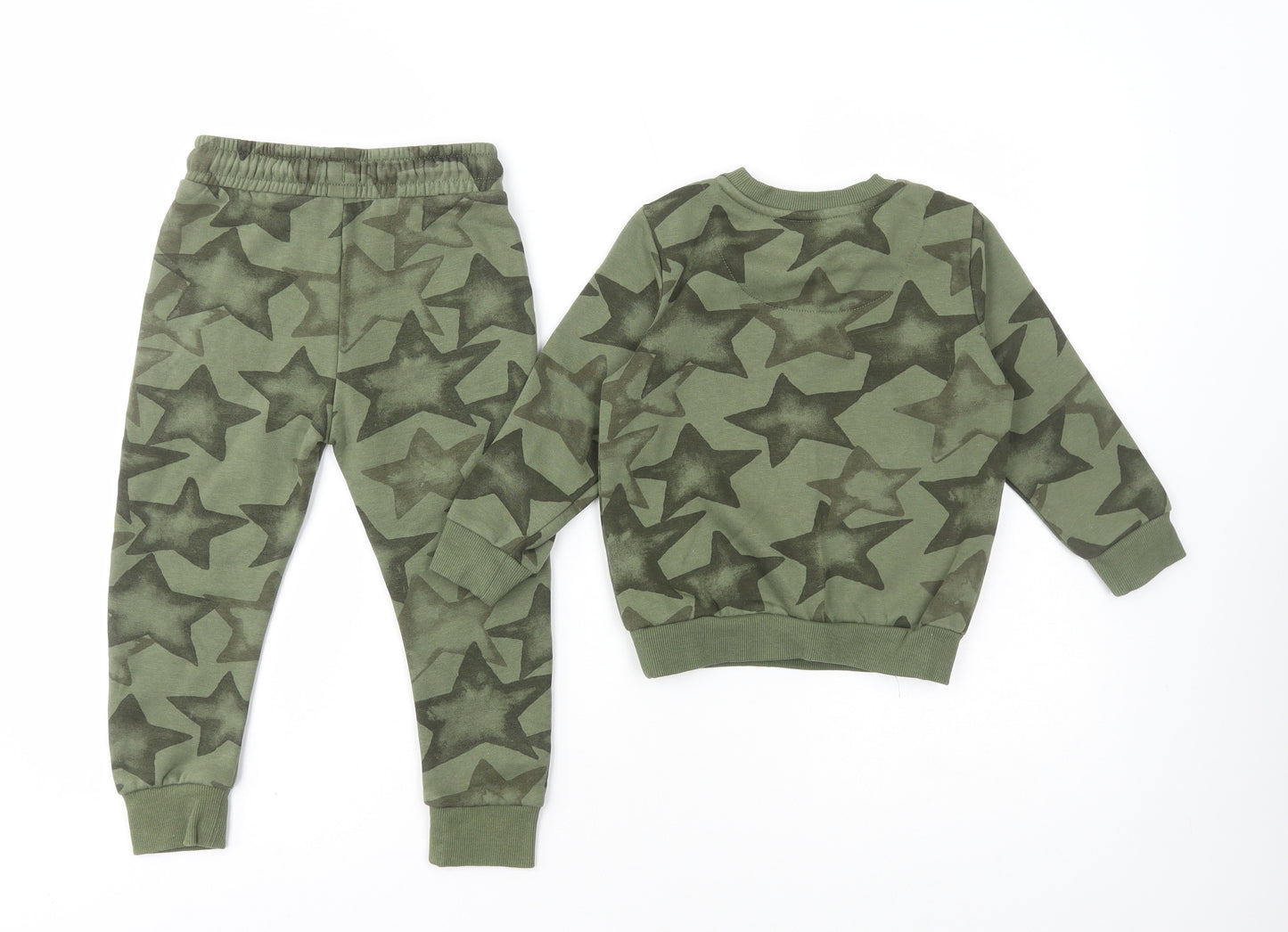 F&F Boys Green Camouflage Cotton Pullover Hoodie Size 2-3 Years Pullover - Star Print, 2 Piece Set