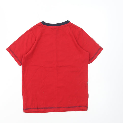 Blue Seven Boys Red Cotton Basic T-Shirt Size 7 Years Round Neck Pullover