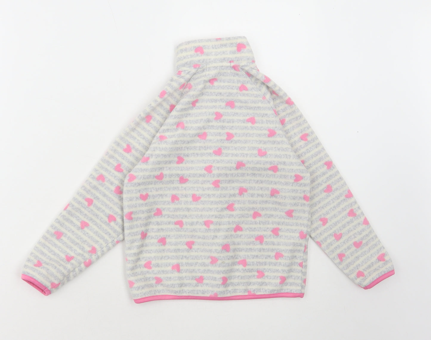 Primark Girls Grey Striped Polyester Full Zip Sweatshirt Size 6-7 Years Zip - Love Hearts