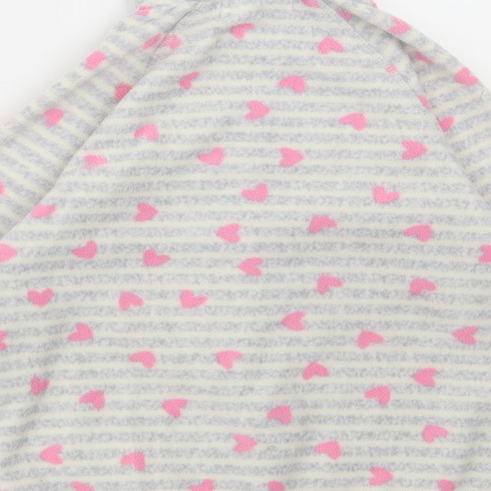 Primark Girls Grey Striped Polyester Full Zip Sweatshirt Size 6-7 Years Zip - Love Hearts