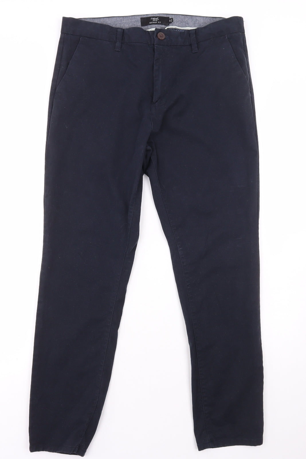 NEXT Mens Blue Cotton Chino Trousers Size 34 in L29 in Regular Zip