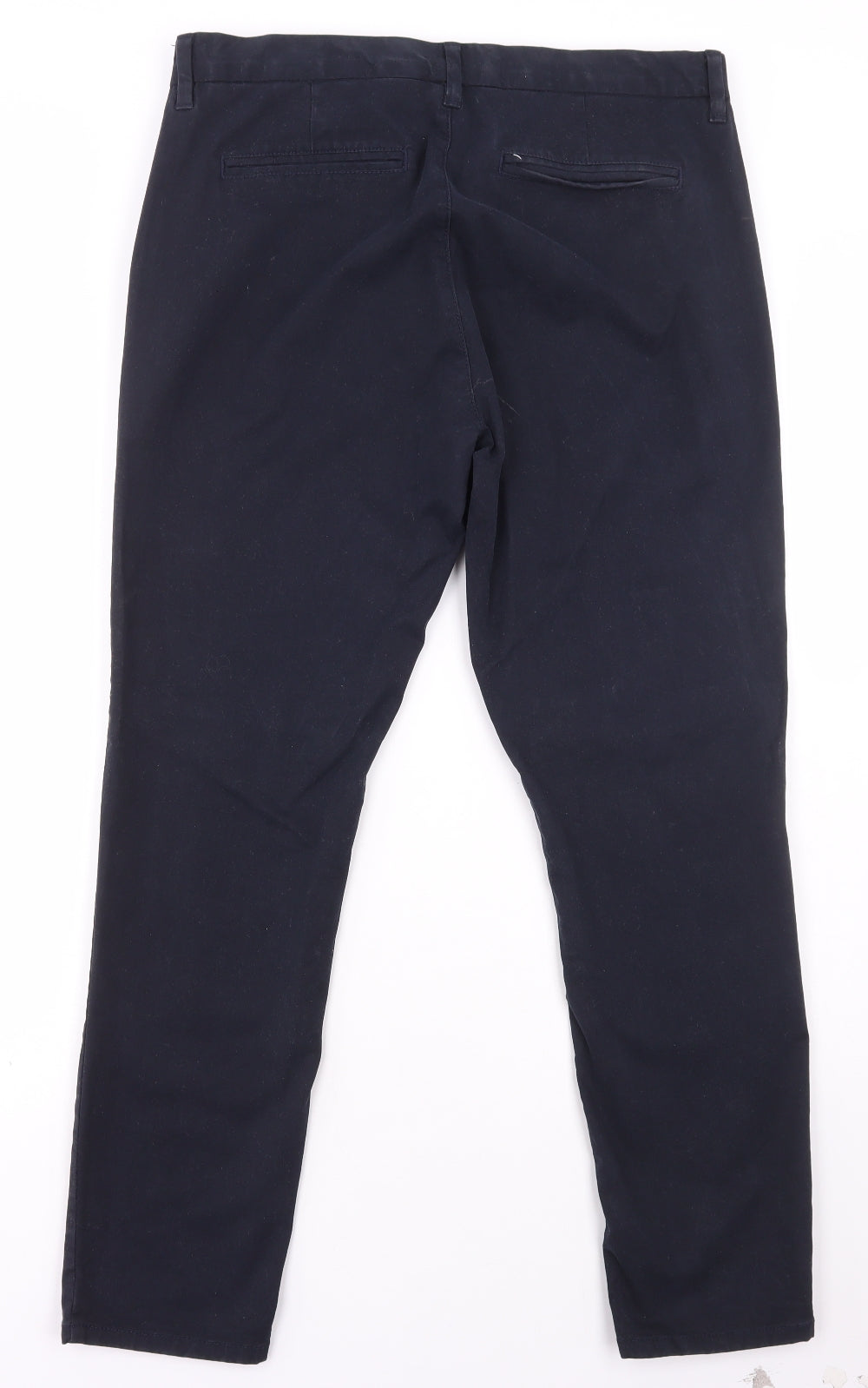 NEXT Mens Blue Cotton Chino Trousers Size 34 in L29 in Regular Zip
