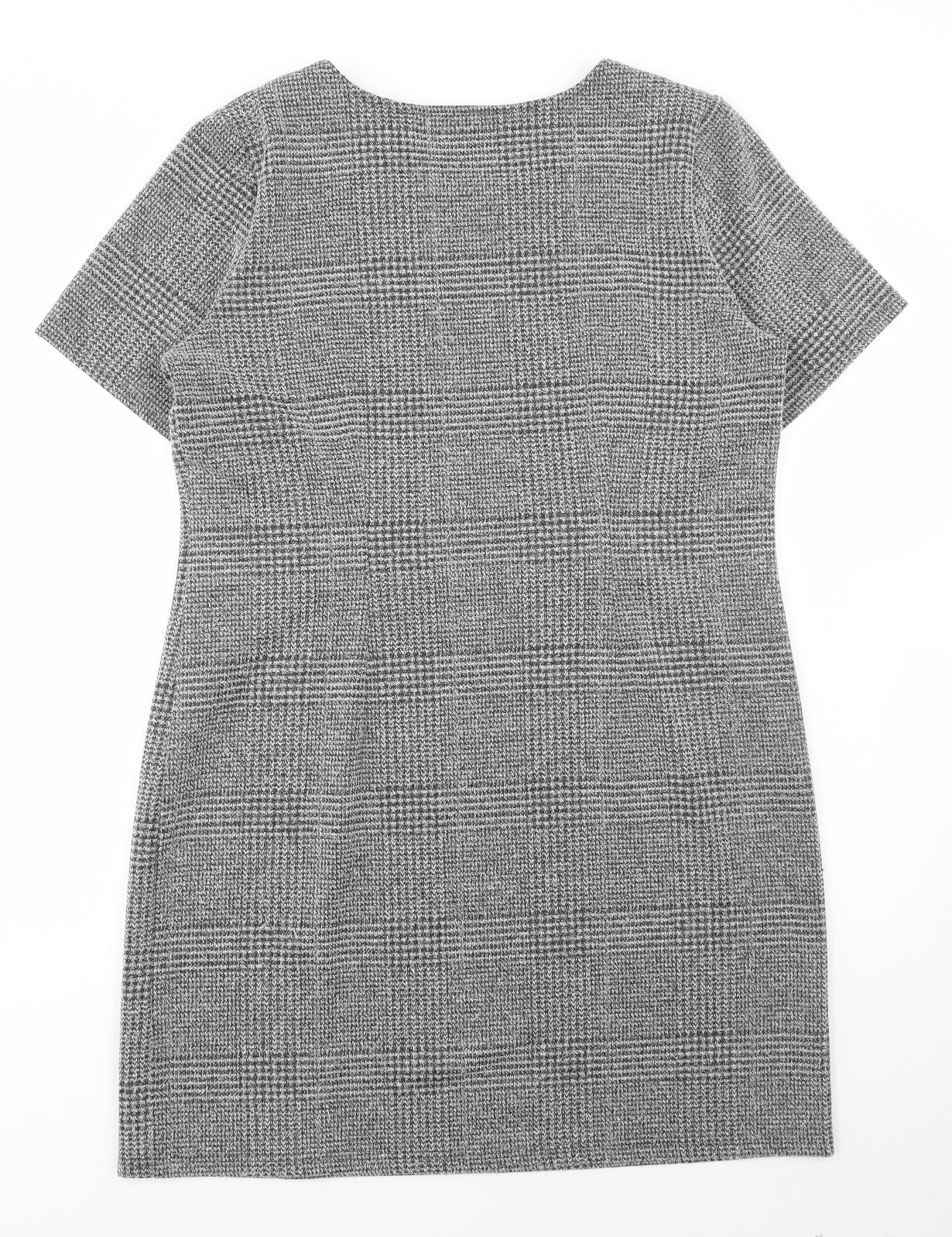 Matalan Womens Grey Plaid Polyester A-Line Size 16 Scoop Neck Pullover