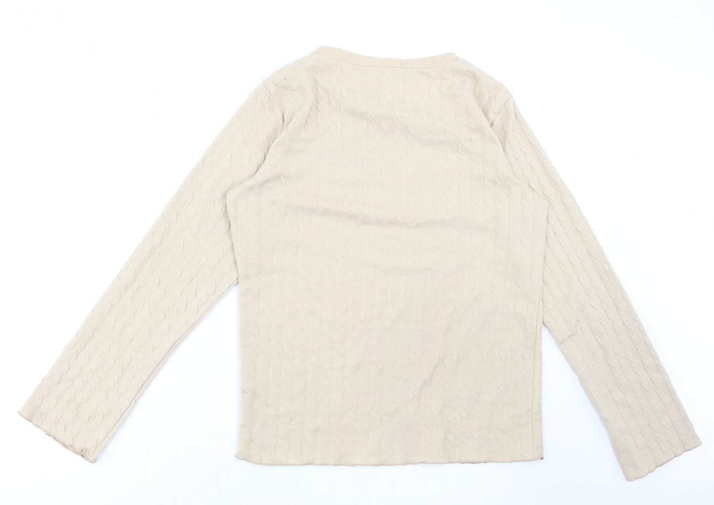 George Womens Beige Polyester Basic T-Shirt Size 14 Round Neck