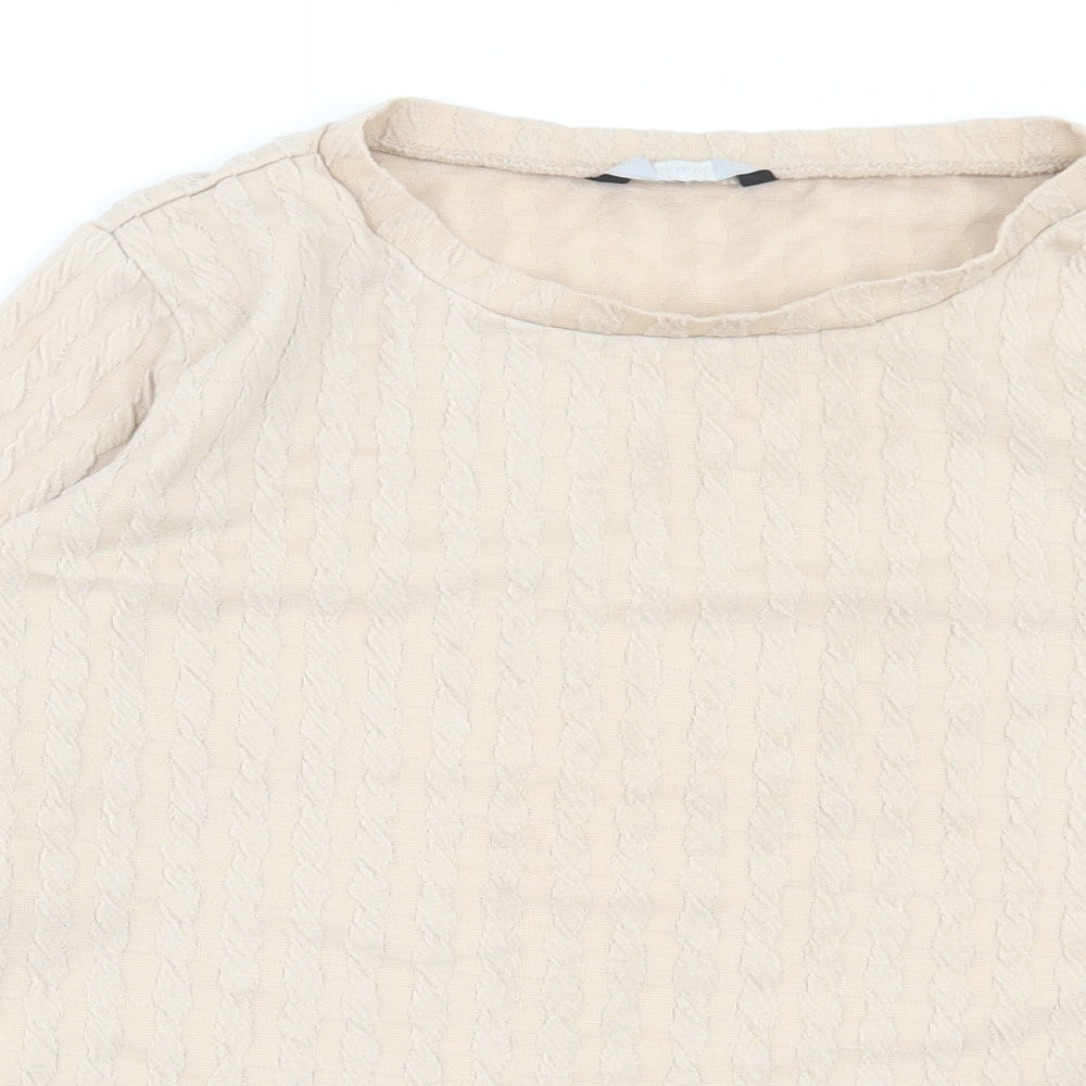 George Womens Beige Polyester Basic T-Shirt Size 14 Round Neck