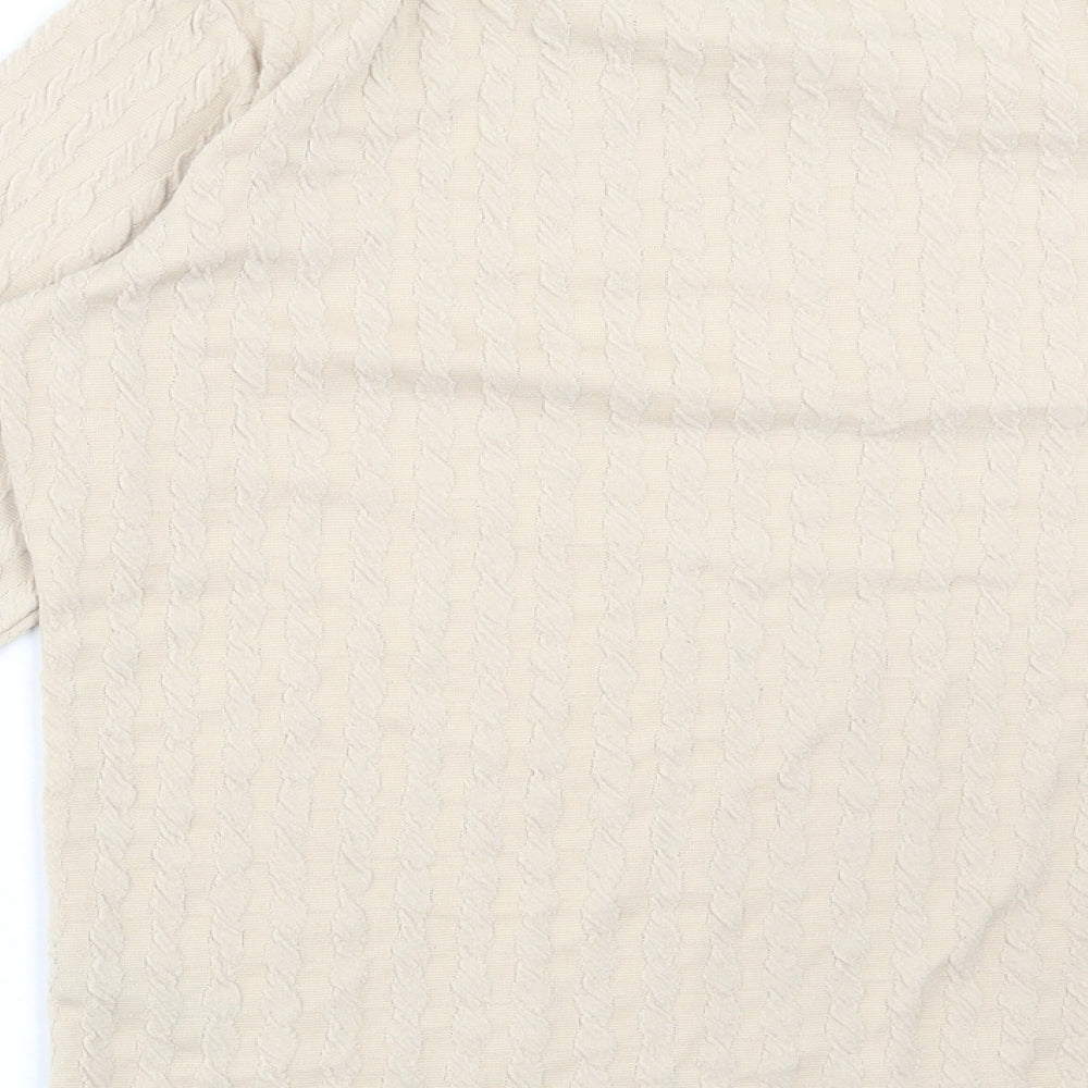 George Womens Beige Polyester Basic T-Shirt Size 14 Round Neck