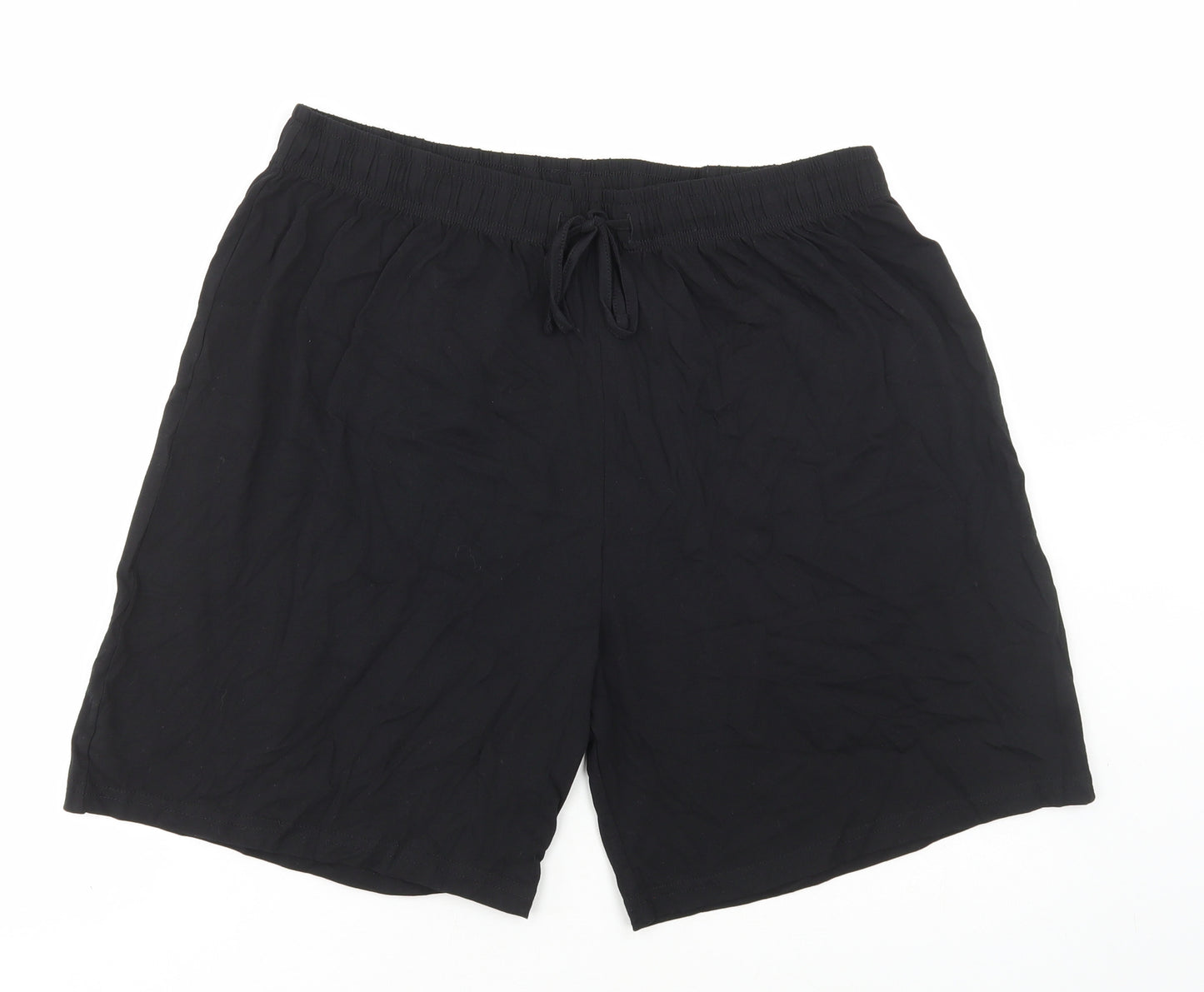 George Mens Black Cotton Sweat Shorts Size XL L8 in Regular Drawstring