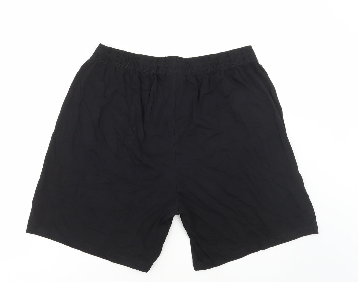 George Mens Black Cotton Sweat Shorts Size XL L8 in Regular Drawstring