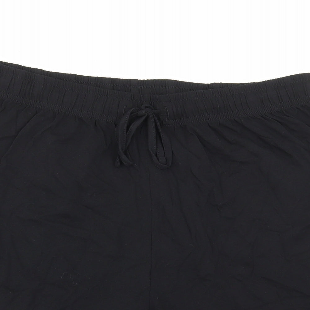 George Mens Black Cotton Sweat Shorts Size XL L8 in Regular Drawstring