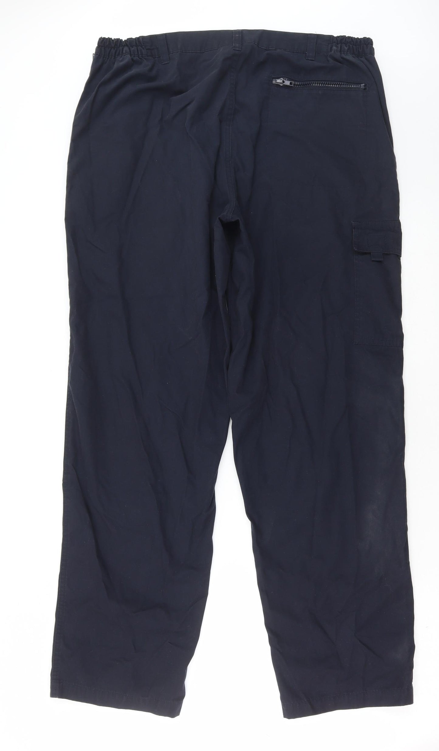 Speedtrap Mens Blue Polyester Cargo Trousers Size 36 in L32 in Regular Zip