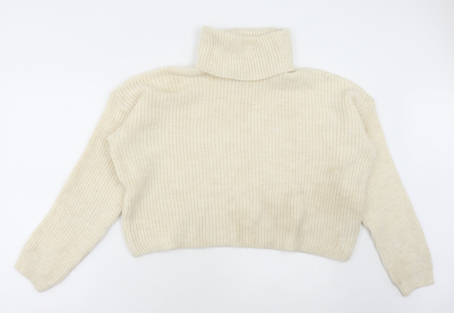 New Look Womens Ivory Roll Neck Acrylic Pullover Jumper Size M