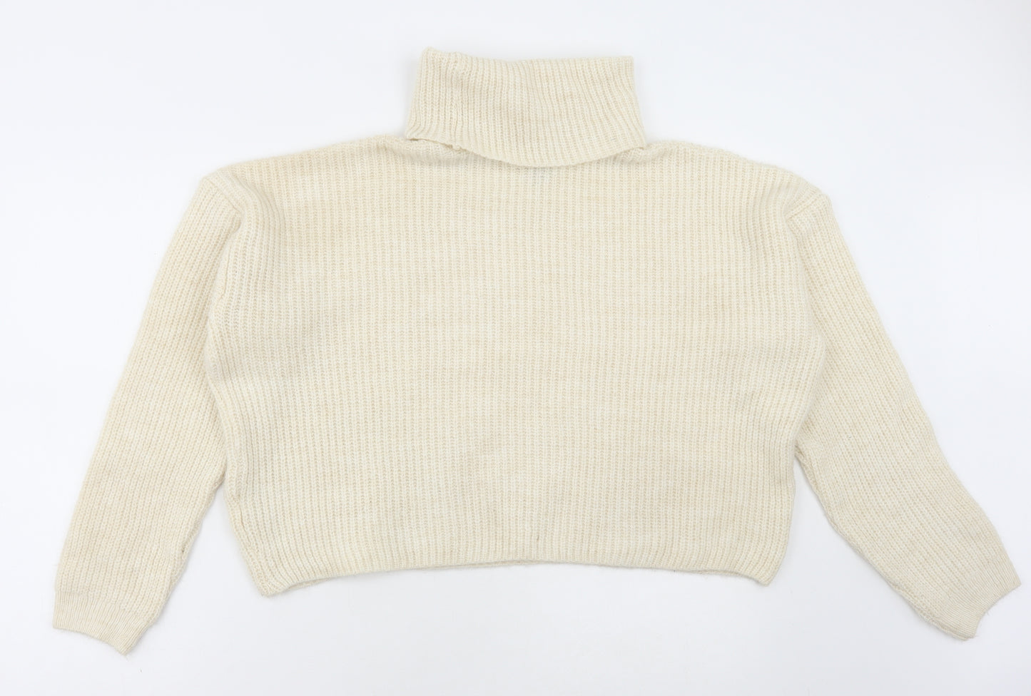 New Look Womens Ivory Roll Neck Acrylic Pullover Jumper Size M