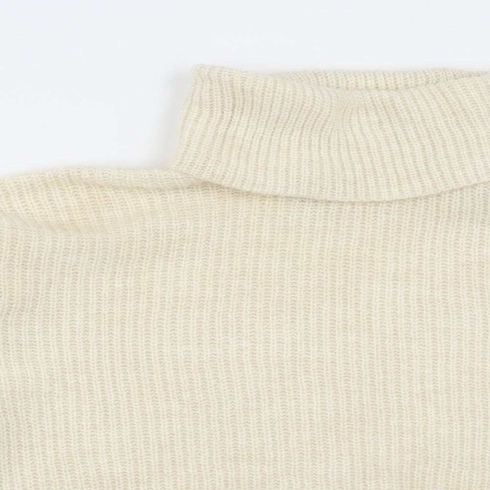 New Look Womens Ivory Roll Neck Acrylic Pullover Jumper Size M