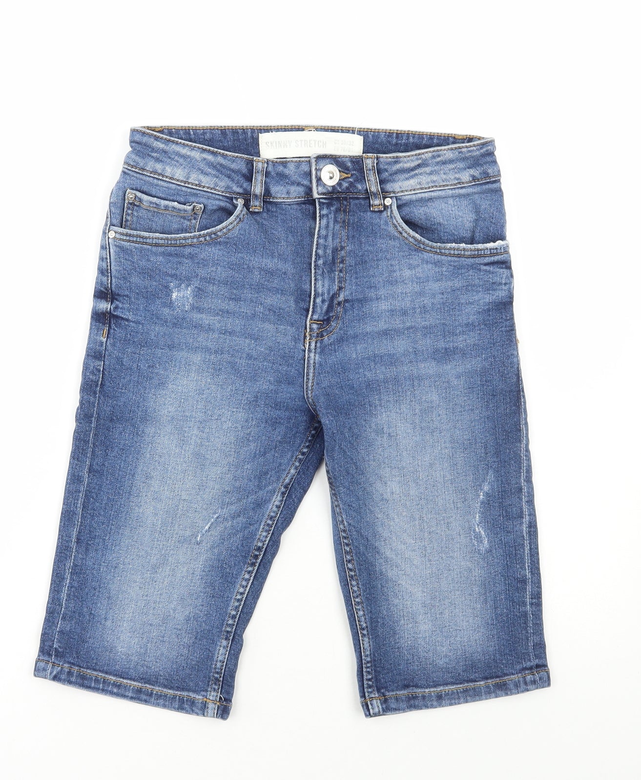 New Look Mens Blue Cotton Bermuda Shorts Size 30 in L12 in Regular Zip