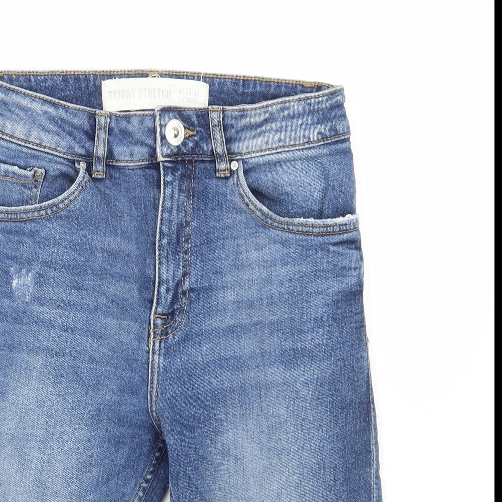 New Look Mens Blue Cotton Bermuda Shorts Size 30 in L12 in Regular Zip